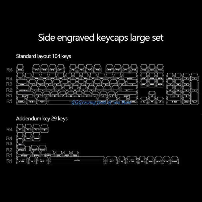 H9EB 133 Teclas RGB Tecla teclado engrasado en forma lado. Conjunto OEM para teclado teclado mecánico