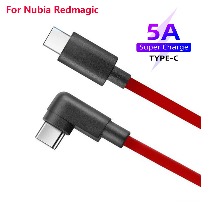 For Nubia 5A PD Quick Charger Cable 100cm Usb C To Type C Elbow Line NeoCharge Type-C Data Line For Redmagic 8 7 6 Z40 Z30 Pro