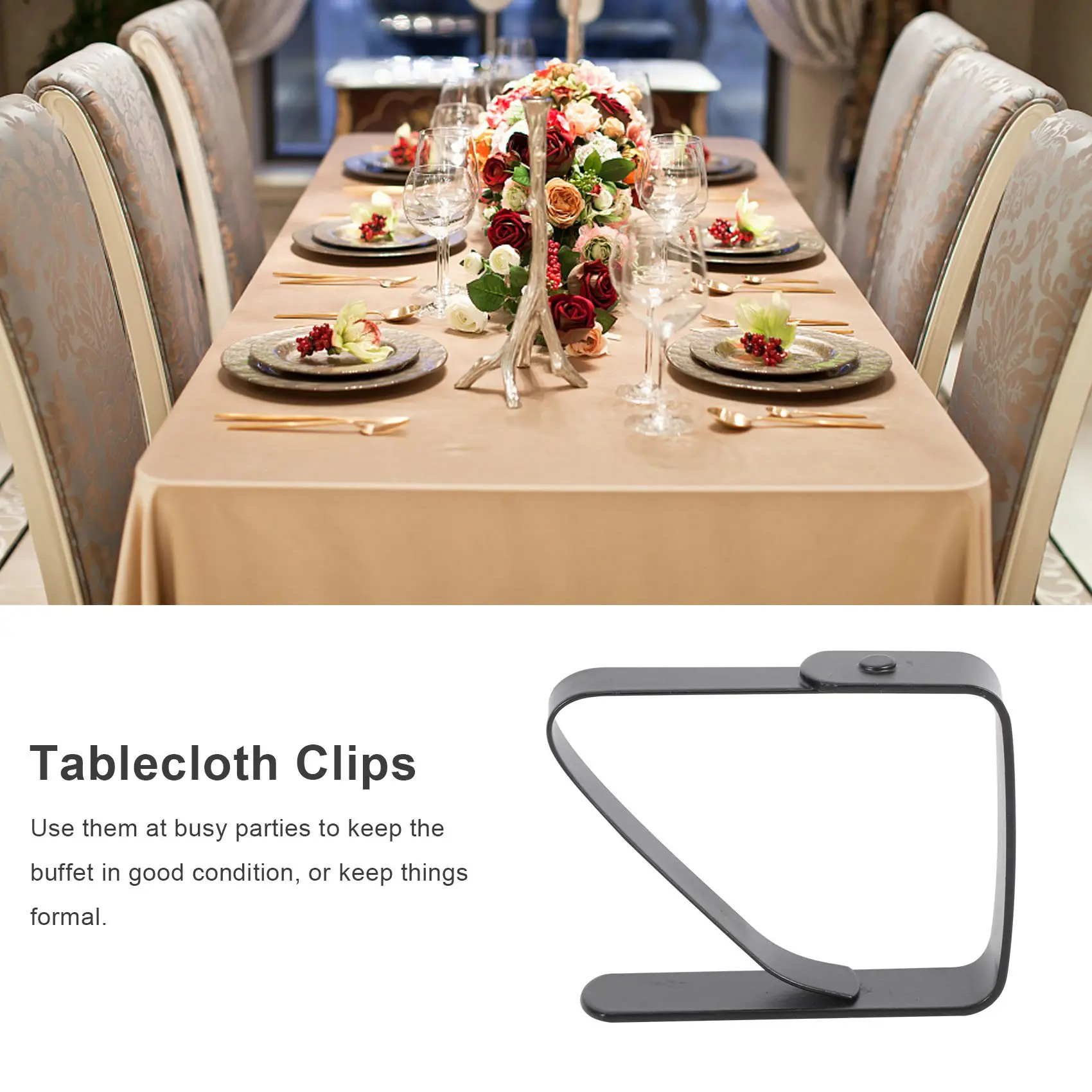 8 Pak Taplak Meja Stainless Steel Hitam Taplak Meja Klip Tempat Kain