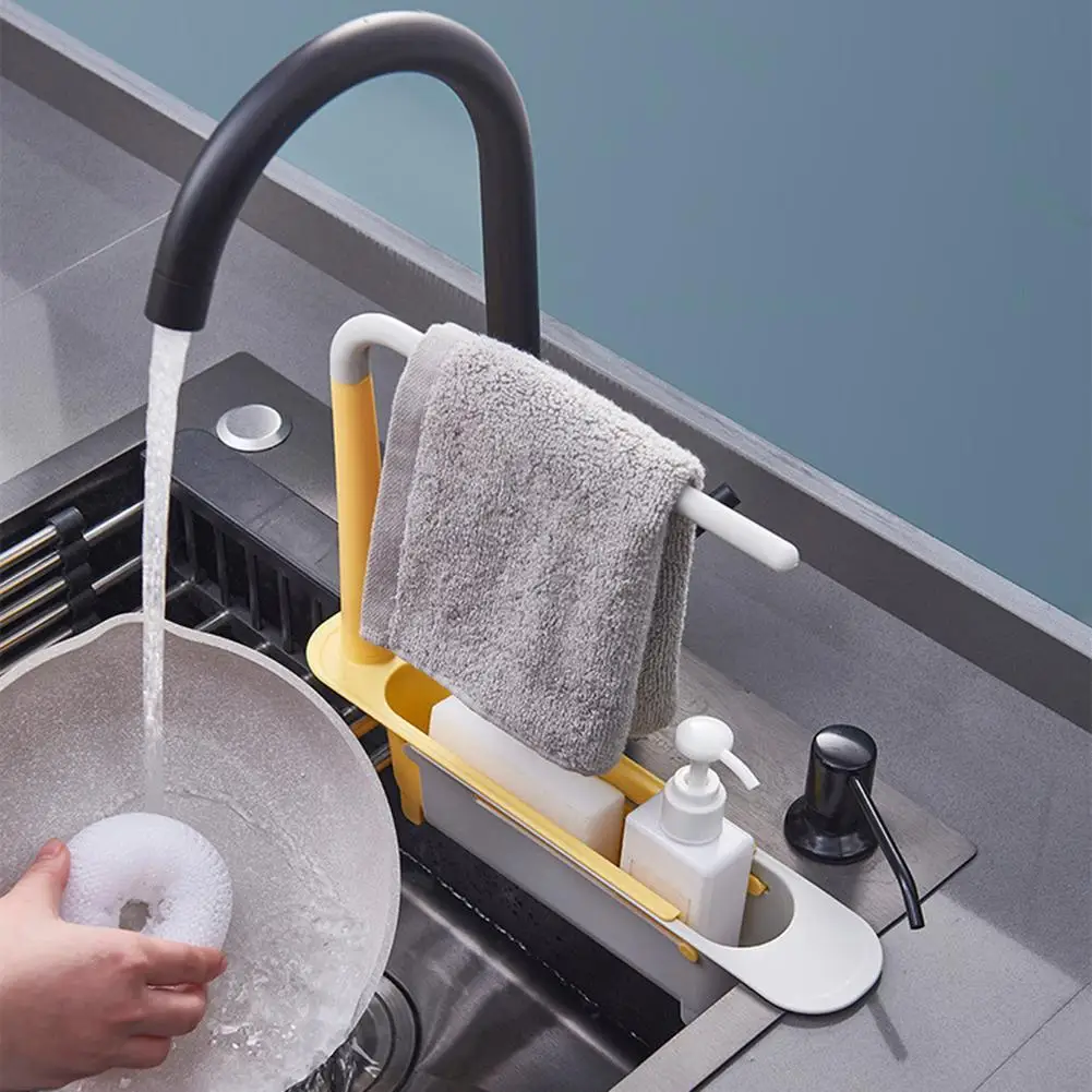 Telescopic Sink Shelf Kitchen Sinks Organizer Soap Sponge Holder Sink Drain Rack Storage Basket Kitchen Gadgets Accessories Tool