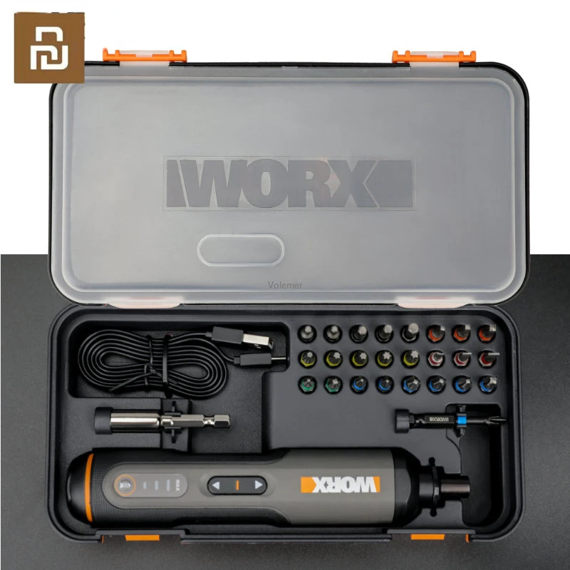 

New Youpin Worx 4V Mini Electrical Screwdriver Set WX240 Cordless Electric Screwdriver USB Rechargeable Handle 26 Bit Set Drill