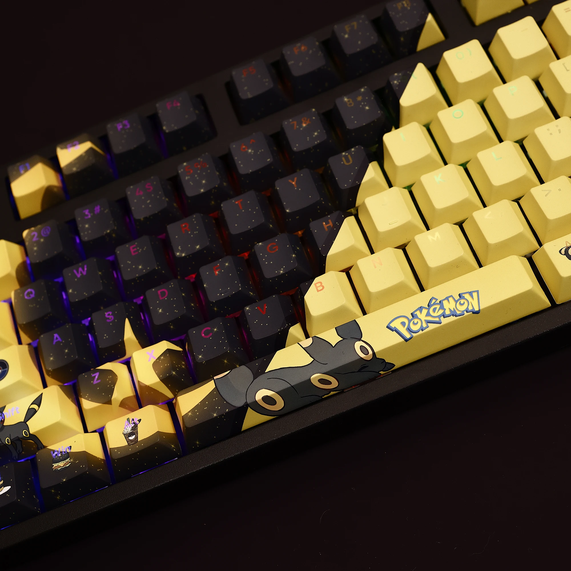 Imagem -03 - Umbreon-anime Game Keycaps 108 Teclas Linguagem Rgb Material Pbt Perfil Cereja Caps Teclado Mecânico