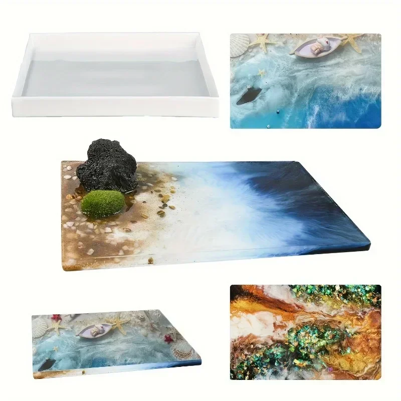 

Большая прямоугольная силиконовая форма для литья из смолы 60x30 см для изготовления столов и поддонов своими руками