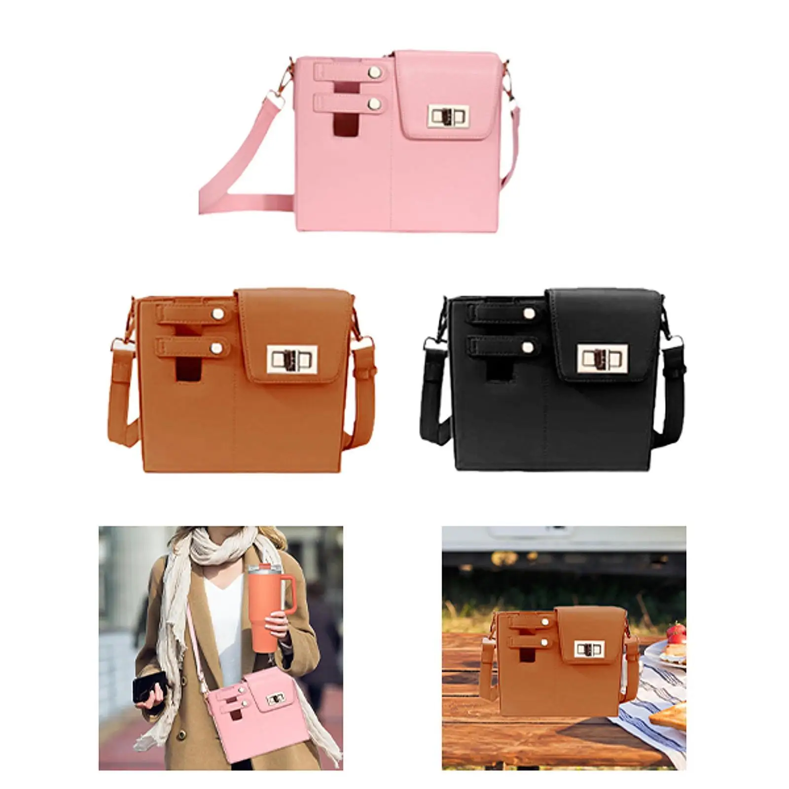 

Water Bottle Bag Portable Removable Strap Stylish Water Bottle Holder Bag Shoulder Purse for Sports Shopping Dating Travel