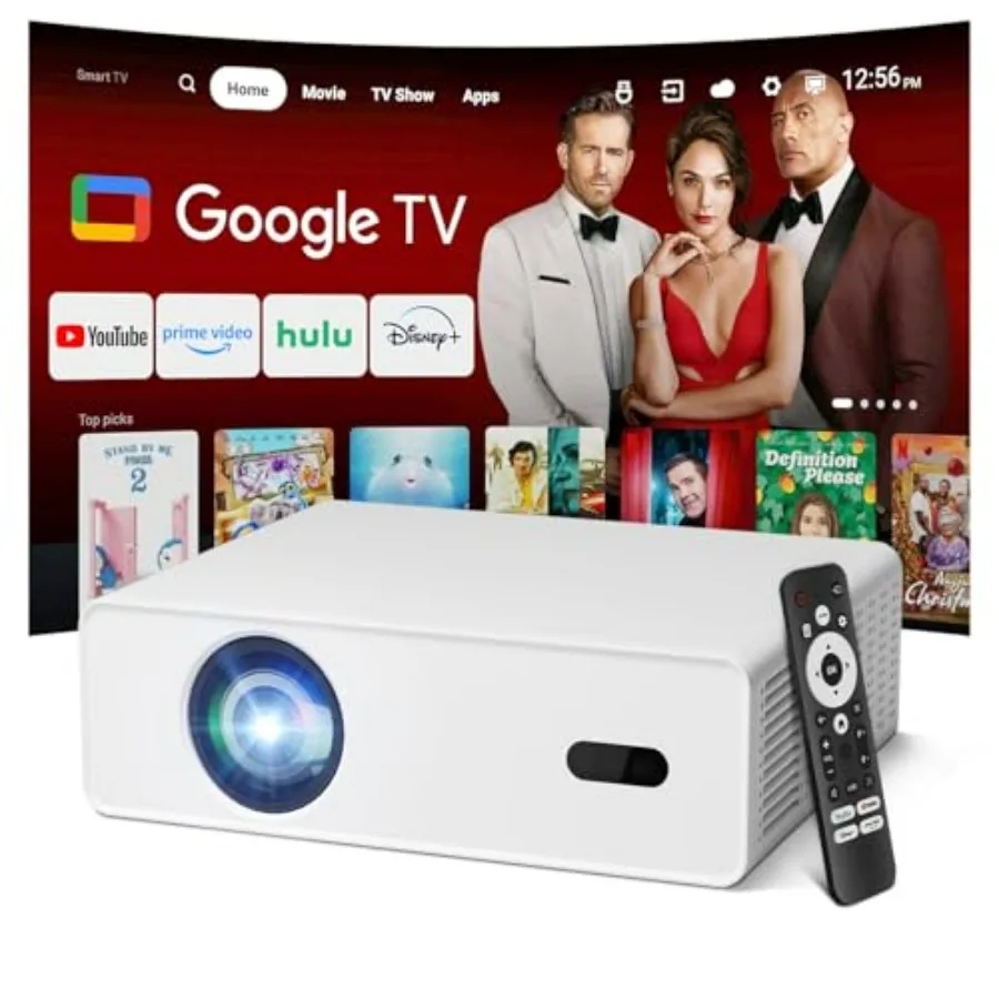 

4K Smart-проектор с нативным разрешением Full HD 1080P, яркостью 1000 ANSI люмен, автофокусом и коррекцией трапецеидальных искажений, Wi-Fi и...