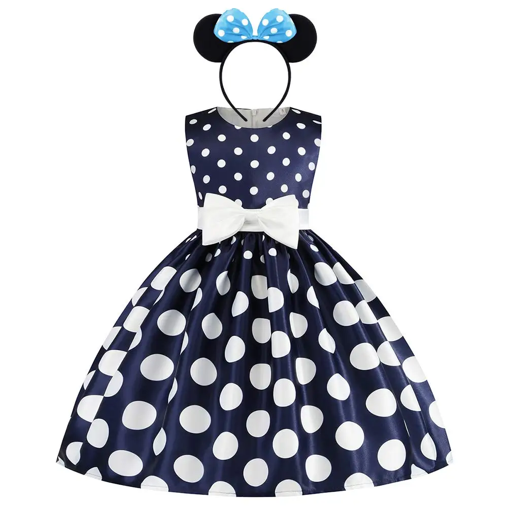 2024 Summer Children\'s Girls Minnie Princess Costume Retro Polka Dot Tutu Evening Dress Up Birthday Party Cosplay