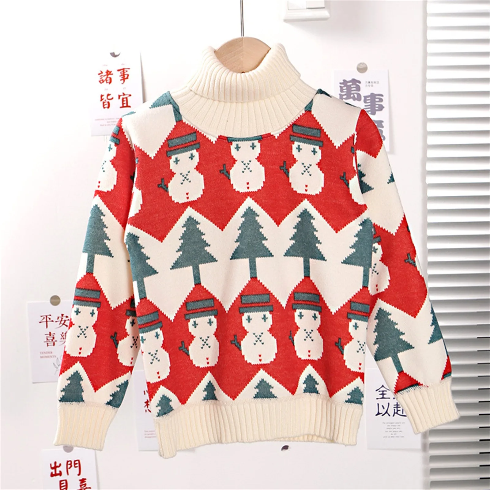 

Toddler Kids Christmas Turtleneck Sweater Children Autumn Winter Fashion Thickening Christmas Snowman Sweater Kids Girls Clothes