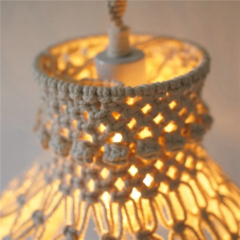 GEFENSI ABUP-3X Macrame Lamp Shade Boho Hanging Pendant Light Cover, Chandelier Shade For Bedroom Living Room Nursery Dorm Home