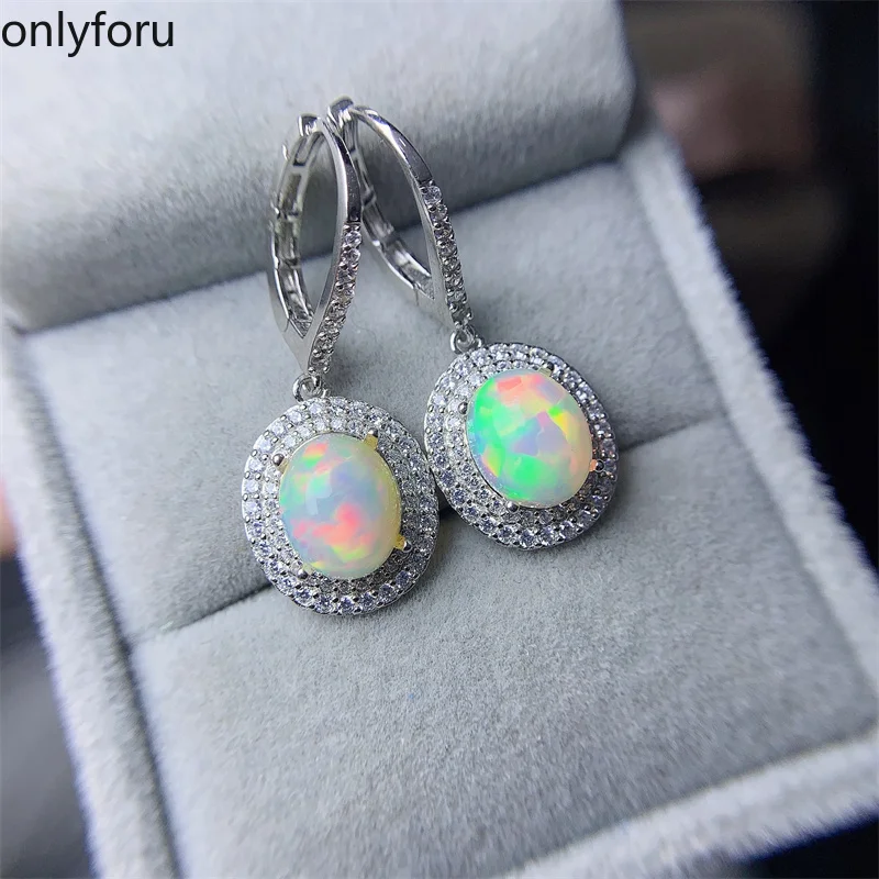 Natural Opal Earrings for Party 8mm*10mm Opal Drop Earrings Fashion 925 Silver Opal Jewelry Drop Earring