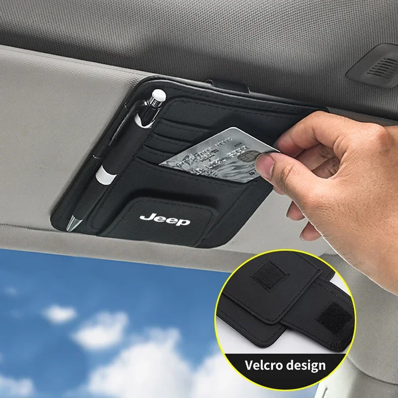 

Universal Leather Eyeglasses Mount Sunshade Storage Folder Car Interior Decoration Items for Jeep Compass Wrangler Grand Cheroke