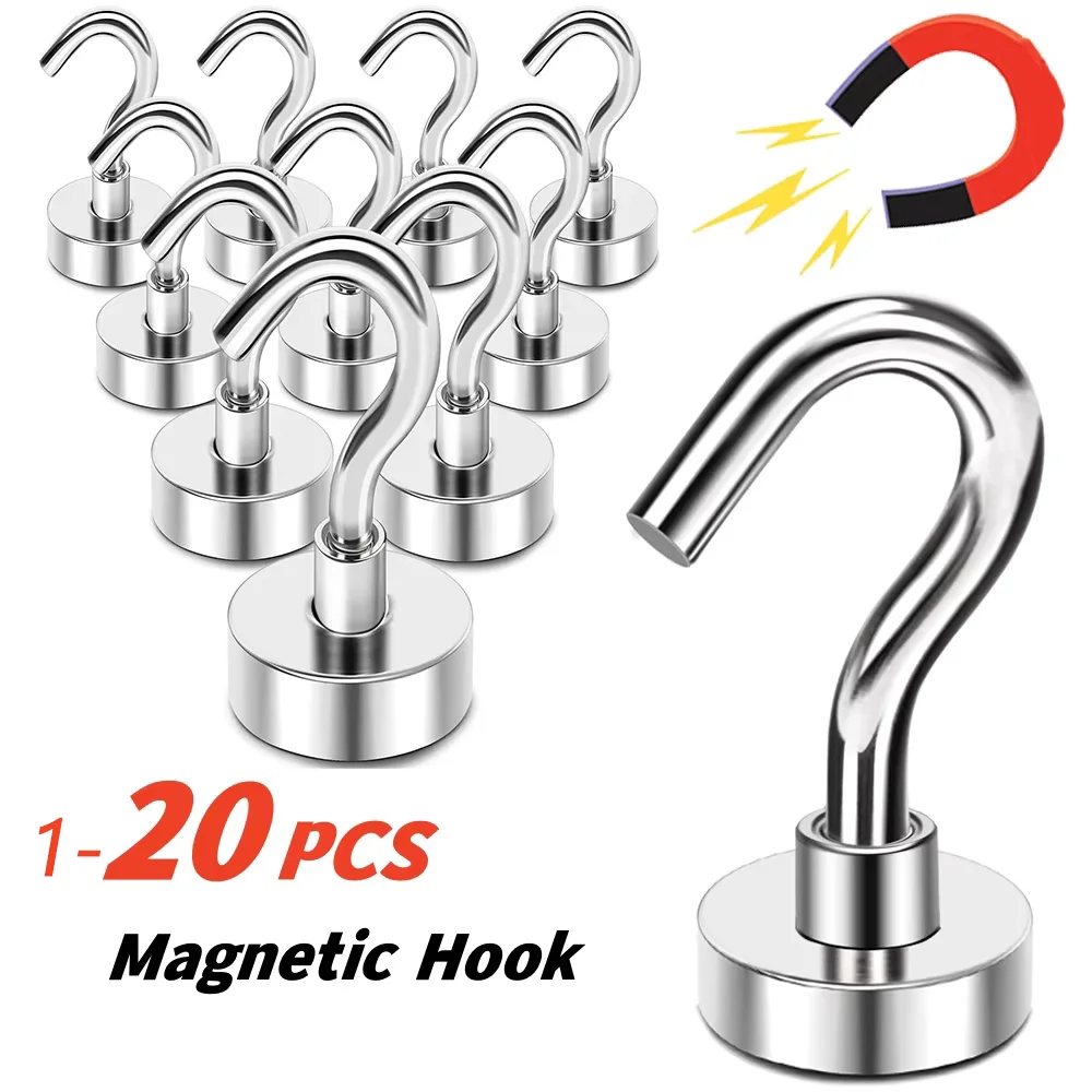 Ganchos magnéticos fuertes multiusos, ganchos de almacenamiento para el hogar, cocina, bar, ganchos para guardar llaves, colgadores para el baño, 1-20 Uds.