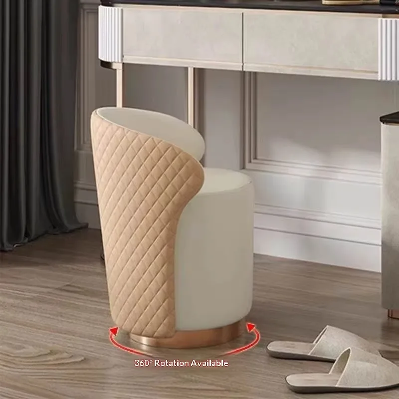 Modern and Simple Wood Makeup Stool Home Use Dressing Table Stool Multifunctional Rotation Living Room Luxury Chair Low Stool