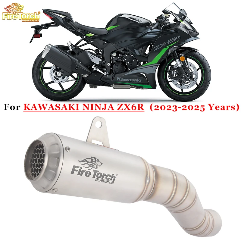 

Motorcycle Exhaust System Escape Connecting Mid Link Pipe Stainless Muffler Slip On For Kawasaki ZX6R ZX-6R ZX 6R 2023 - 2025