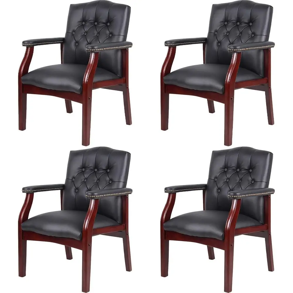

Black Leather Oice Chairs Set o 4 -High Back Ergonomic Executive Gt Chairs or Retion, Multi-Scene Use (Waiting Room, Meeting, Co