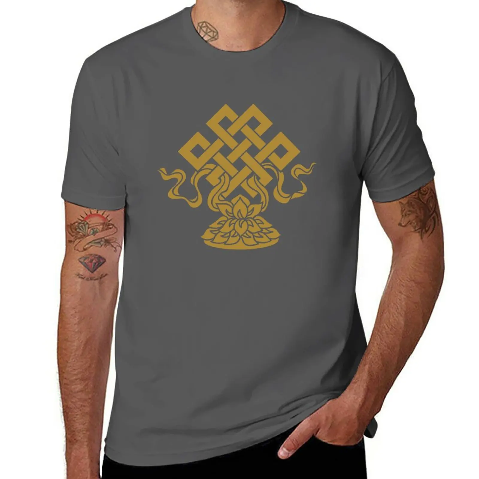 Eternal Knot, Lotus Flower, Buddhism, Auspicious Symbol T-Shirt cute clothes summer tops funny t shirts for men