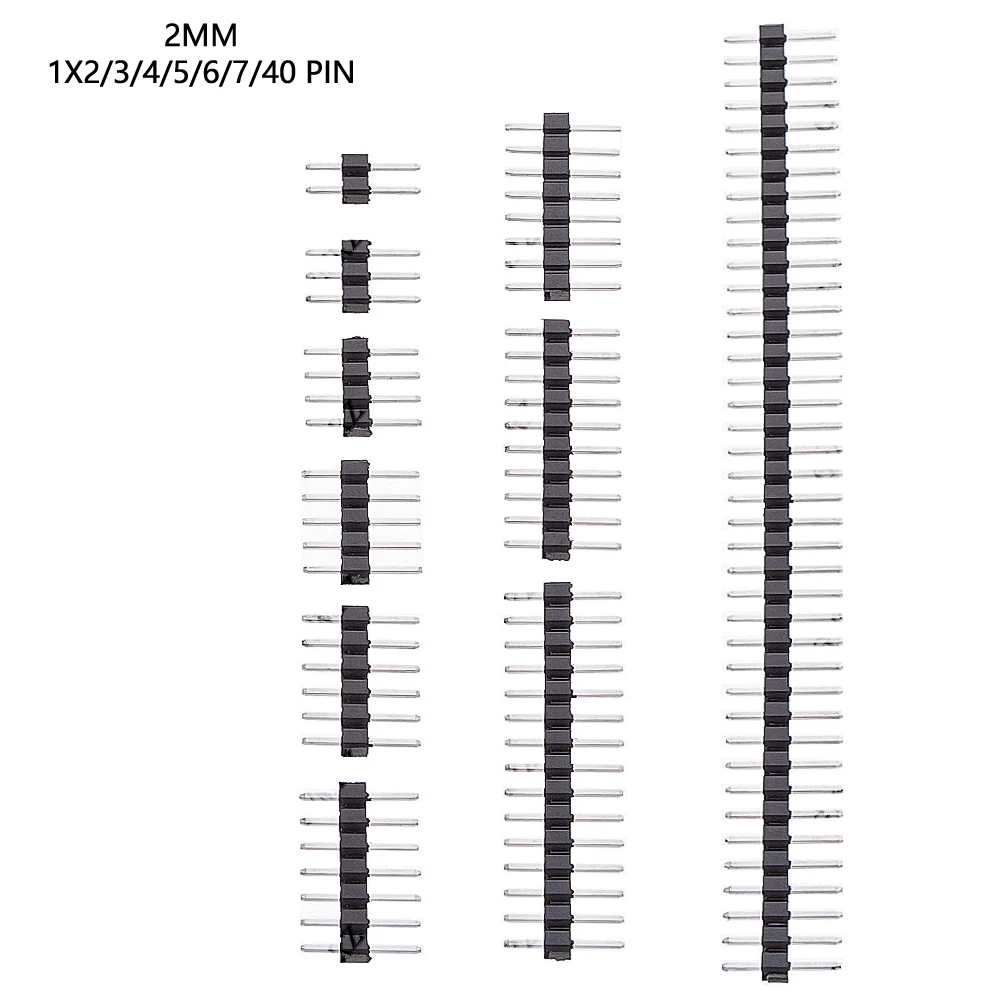 10PCS 2.0MM Strip Connector Socket 2MM 1X2/3/4/5/6/7/40 PIN 8p/10p/15p/40p Single Row Straight Male PIN
