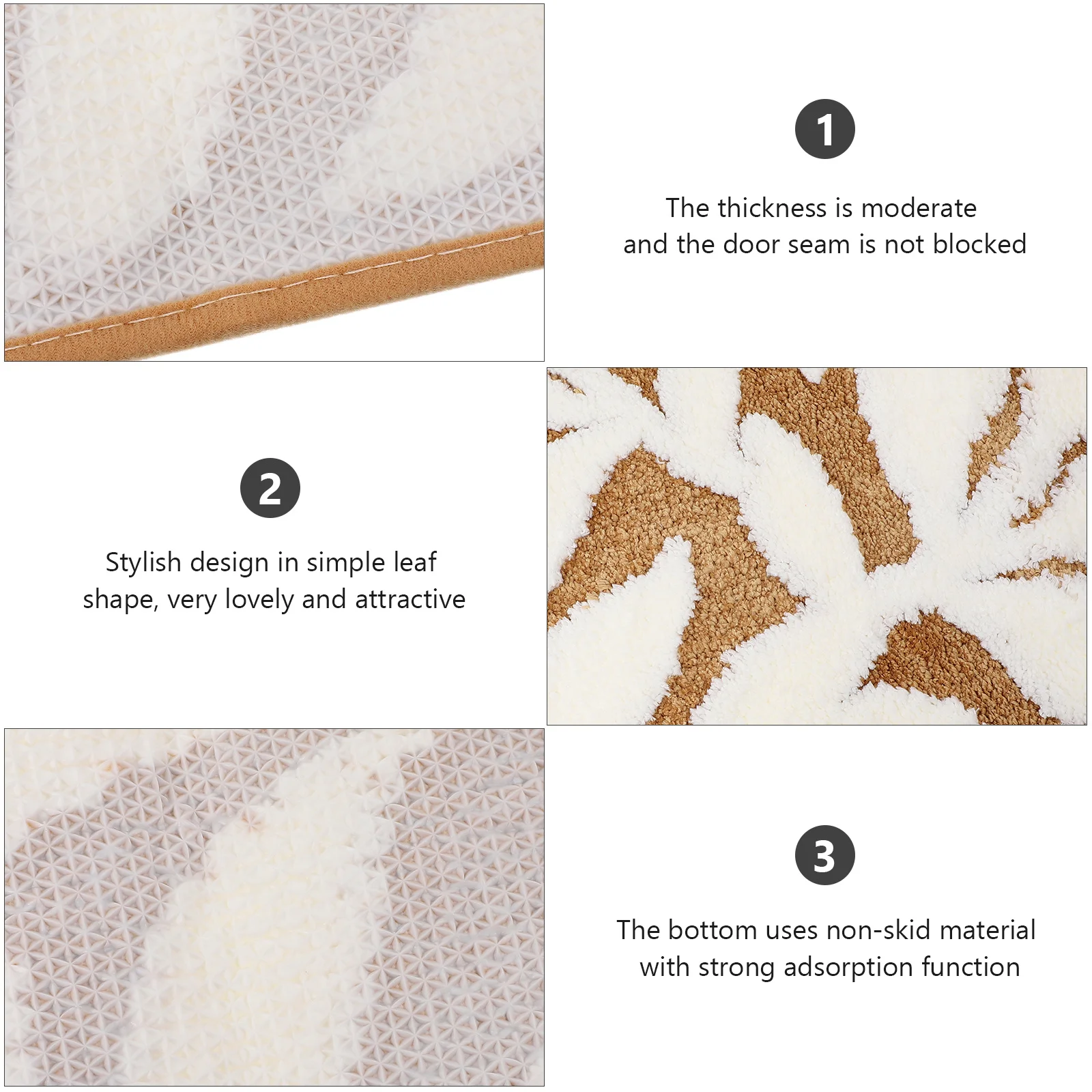 

1pcs Thickened Absorbent Bath Mat Non-Slip Floor Carpet For Bathroom Simple Leaf Design Anti-Skid Rug Easy Clean Home Decor