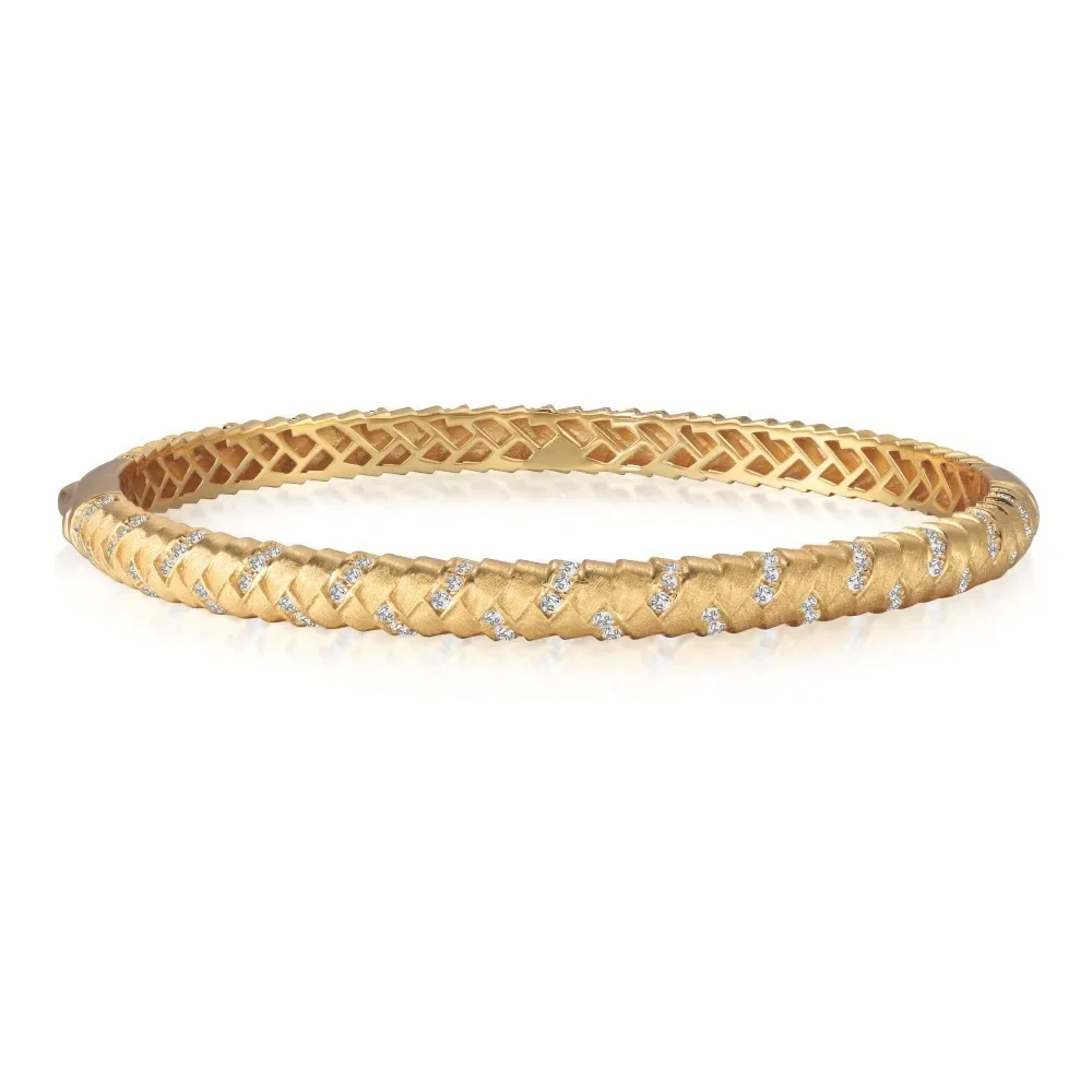 

HOT SALE S925 silver wristband with a light luxury and high-end feel, woven texture, frosted, micro inlaid zircon, exquisite