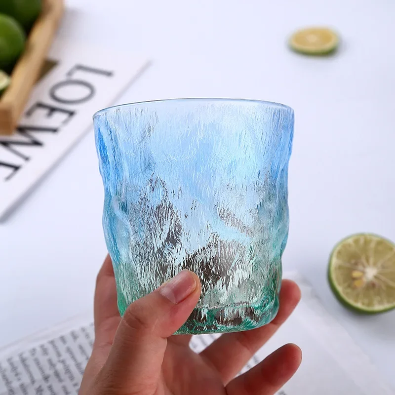 Cocktail Glass INS Nordic Creative Gradient Blue Bark Glacier Juice Bubble Water Cup Coffee Milk Glass Cup Wine Glass