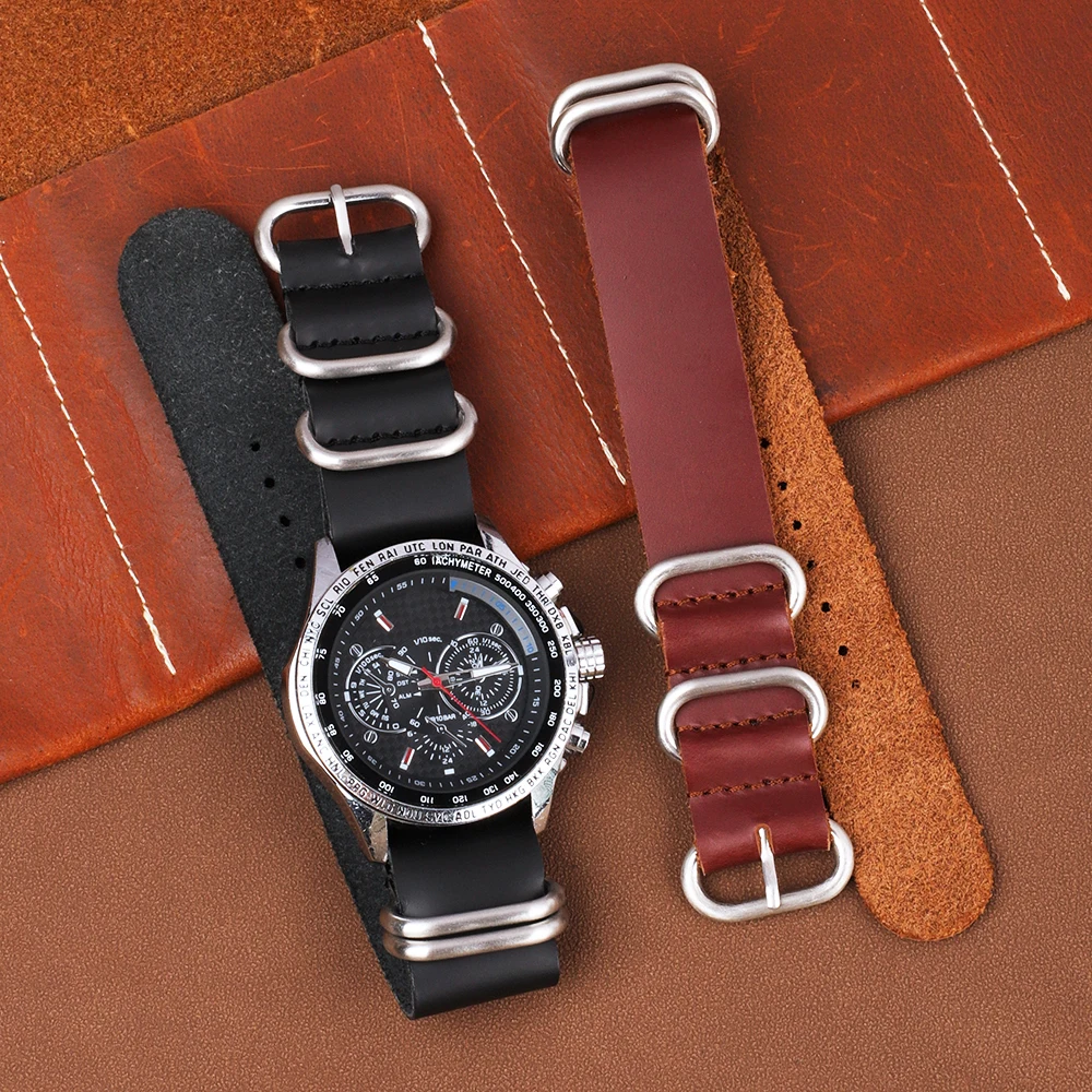 Cowhide Watchband 18mm 20mm 22mm Handmade Leather Watch Strap for Seiko Replacement for Casio Men Women Watch Accessories