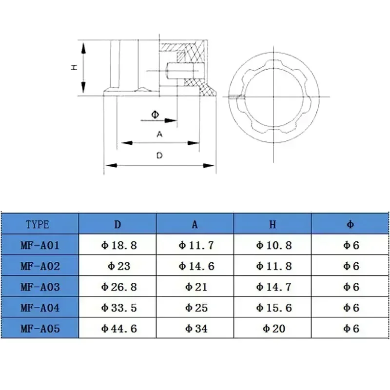 1 ~ 50Pcs MF-A01 MF-A02 MF-A03 MF-A04 MF-A05 전위차계 손잡이 캡 로터리 스위치 손잡이 캡 6mm RV24 3590S WHT118 WXD3 용