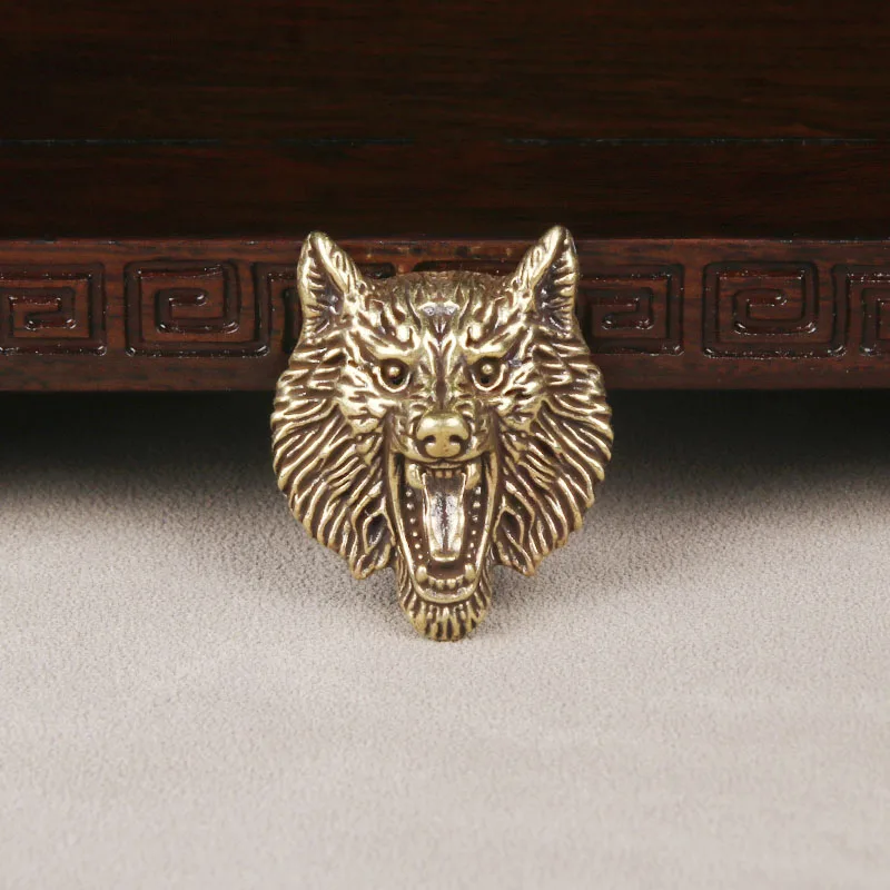 Brass Wolf Head Concho Personalized Handmade Leather Craft Decorative Buckle Metal Button Wallet Bag Accessory