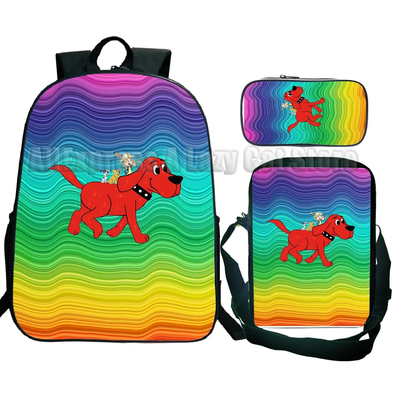 Clifford the Big Red Dog School Bags 3pcs Children's Boy School Bag For Teenage Kids Backpack Anime Travel Rucksack