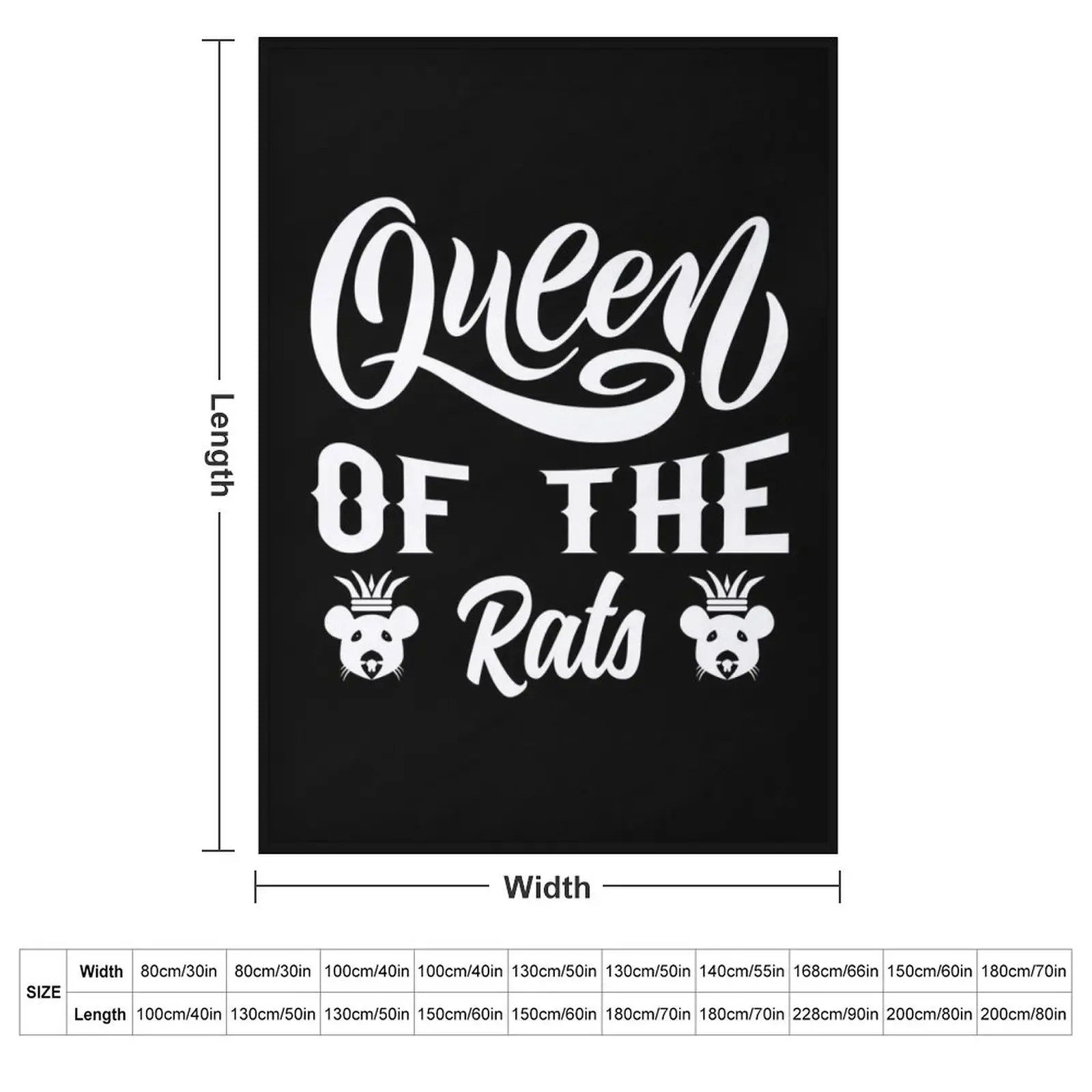 QUEEN OF THE RATS Gifts Pet rat owner and rat lover Throw Blanket Large halloween Winter beds Luxury St Blankets