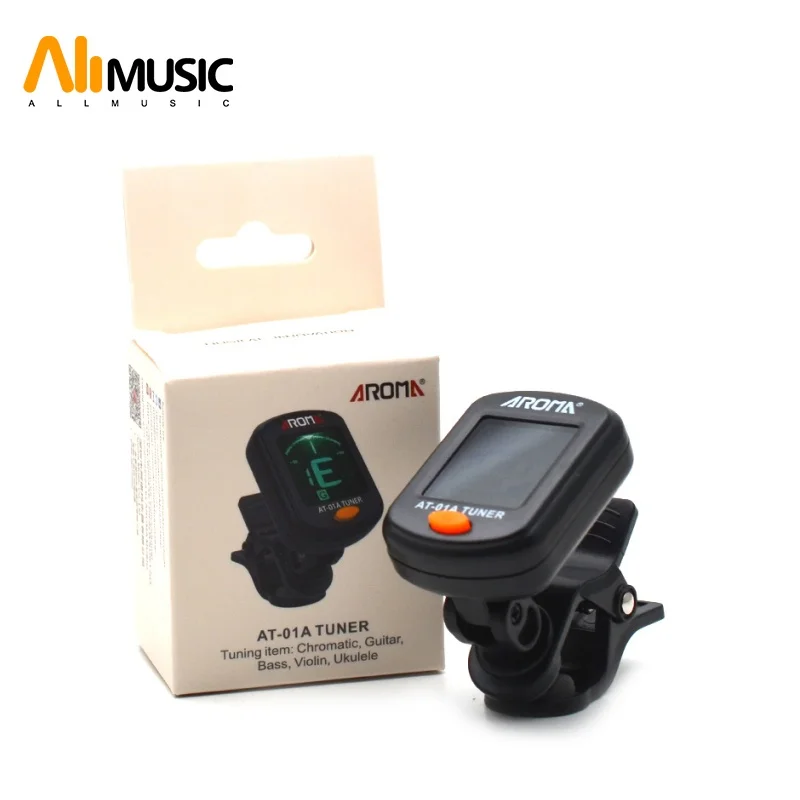 

20Pcs AROMA AT-01A Guitar Tuner Rotatable Clip-on Tuner LCD Display for Chromatic Acoustic Guitar Bass Ukulele Guitar Parts