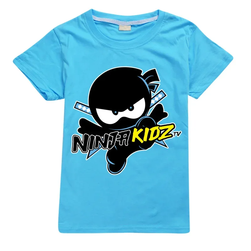 Camiseta de manga curta de algodão Ninja Kidz para crianças, tops de anime Spy Ninjavan, roupas infantis, meninos e meninas