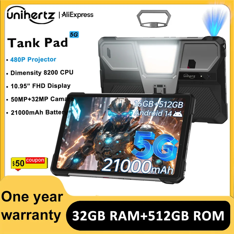 Unihertz タンク PAD 8849 頑丈なプロジェクター電話タブレット