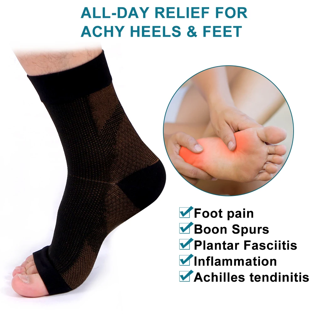 1 Pair Copper Compression Recovery Foot Sleeves,Plantar Fasciitis Socks for Arch Pain,Reduce Swelling & Heel Spurs, Ankle Sleeve