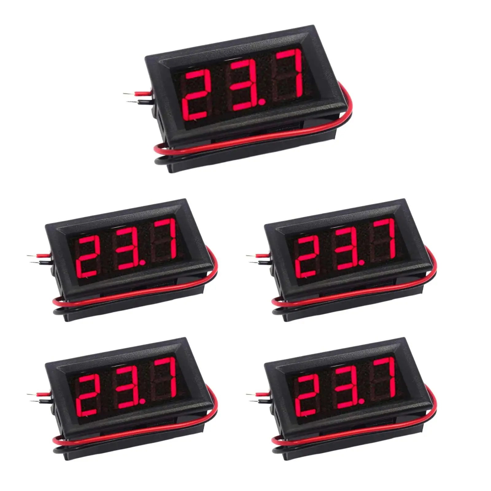 5-Pack DC 4.5V-30V Digital Voltmeter Panel Meter Red LED Digital Voltage Tester for 6V 12V Motorcycle Car Electric Vehicle