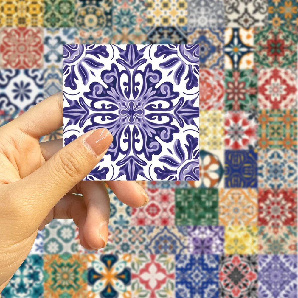 10/30/62pcs Retro Cartoon Tegel Patroon Creatieve Stickers Esthetische Art Decals Graffiti Plakboek Telefoon Waterdichte Sticker decor