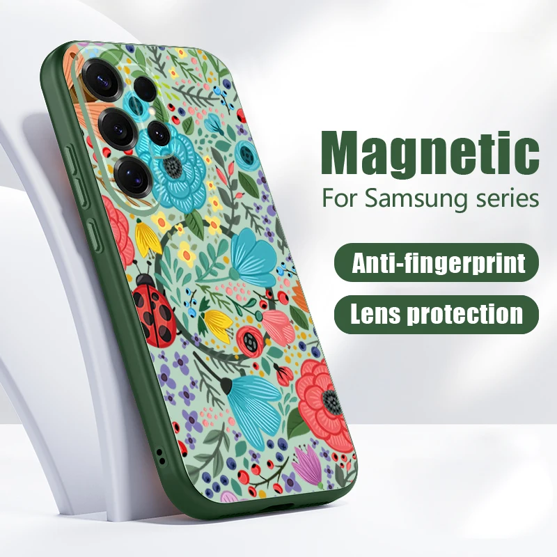 Romantic Garden Flower Magnetic Phone Case For Samsung Galaxy S26 S25 Ultra Edge S24 S23 FE A17 A56 A37 A16 A55 A36 A55 5G Cover - view 5