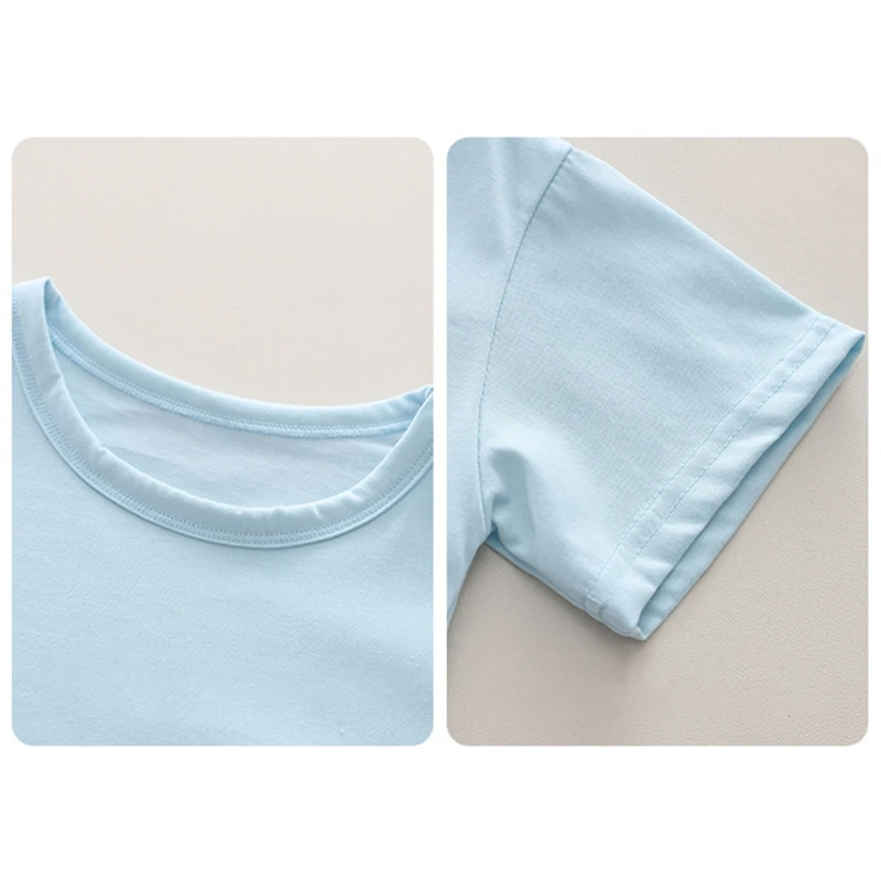 Kids Clothes Girls Outfits Summer Boy Clothing Sets Solid Color Short Sleeve Tops Shorts Home Children Clothing 3-18 Years