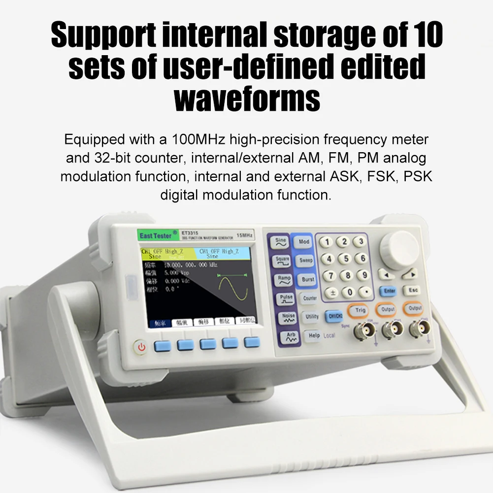 Dual Channels East Tester ET3315/3325/3340/3360 Function Arbitrary Waveform Function-Generators 200MS/s 25-60MHz USB Device EU