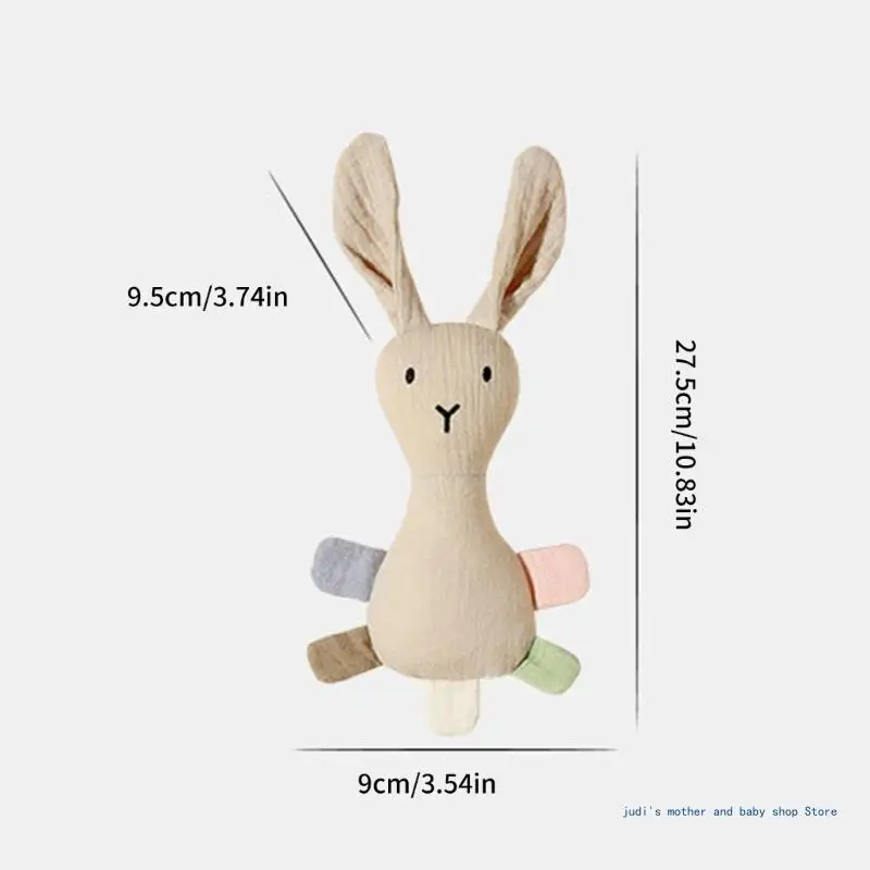 67JC Sleeping Kid Rabbit Snuggle Toy Rattle Soothe Appease Toy for Toddlers Soothing Chewing Toy Baby Essential