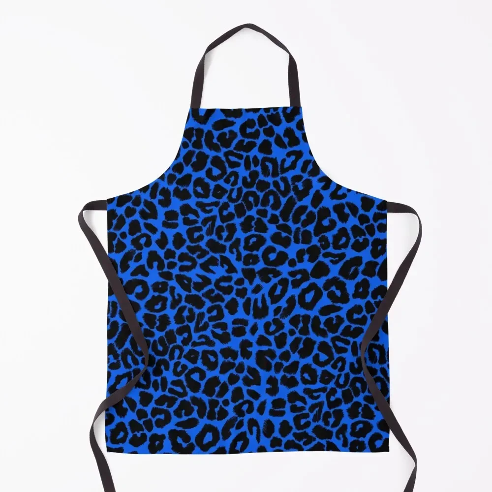 

Leopard Print Pattern in Blue and Black Apron Chef Accessory Barber professional hairdresser Kitchen Apras Man Apron