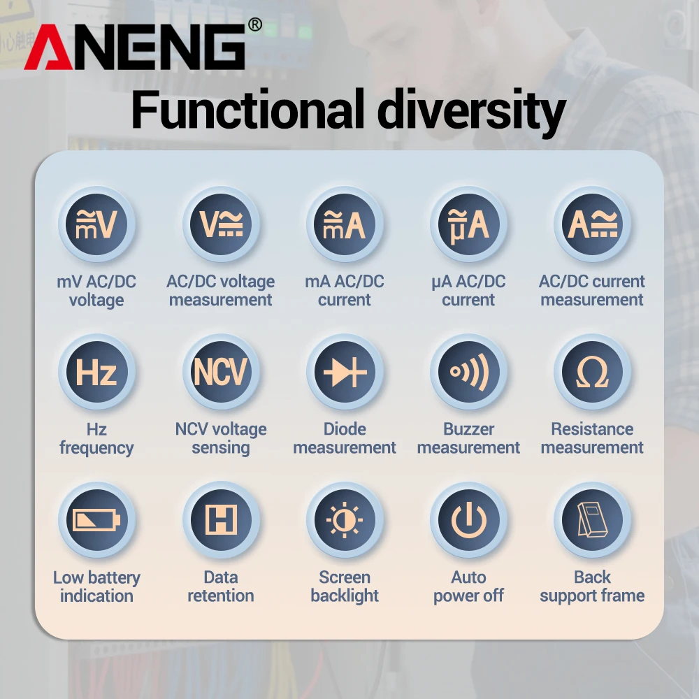 Multimeter Digital ANENG SZ303 Presisi Tinggi Pengukur Arus Resistansi Profesional Penguji Tegangan Arus AC/DC Peralatan Listrik ﻿