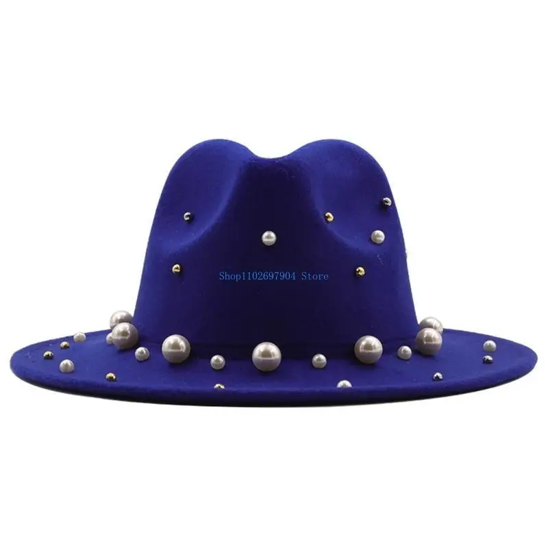 N7YF عادية واسعة حافة الكنيسة الجاز قبعة اللؤلؤ الجاز أفضل قبعة الصوف كبيرة حافة اللؤلؤ الجاز أفضل قبعة الكنيسة قبعة للرجال