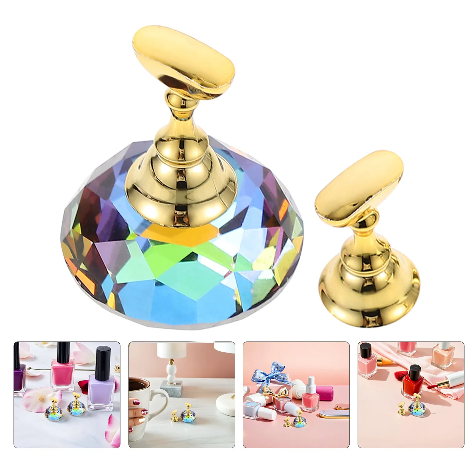 

2Sets Magnetic Nail Stand Fingernail Holder for Practice Display DIY Nail Art Manicure Tool for Home Salon Nails Art Stand