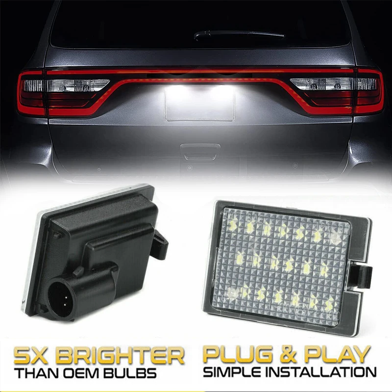 

2Pcs 6000K LED License Plate Lights For Dodge Durango SUV 2014-2023 Car Rear Numner Plate Lamps Canbus OEM#68244899AA