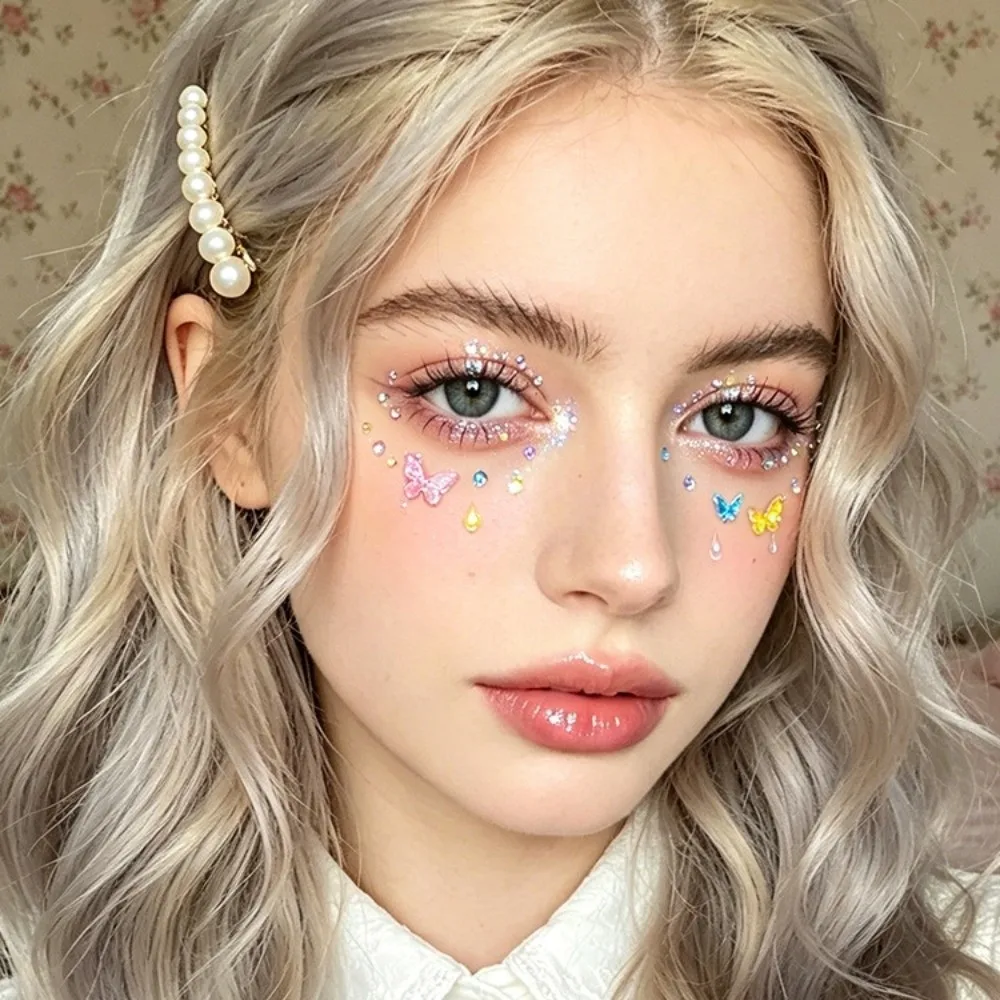 with Adhesive Backing Bedazzling Sticker Makeup DIY Face Eye Jewels Sticker Waterproof Sparkling Crystal Gem Sticker