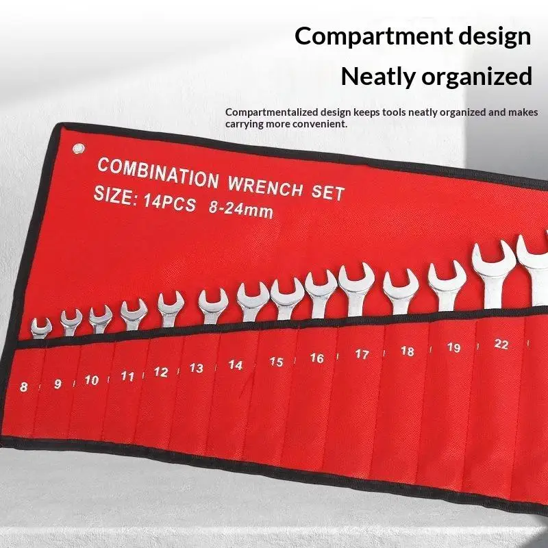 14-Pocket Roll Tool Storage Bag Portable Wrench Organizer Pouch Foldable for School Engineering Lab Project Use