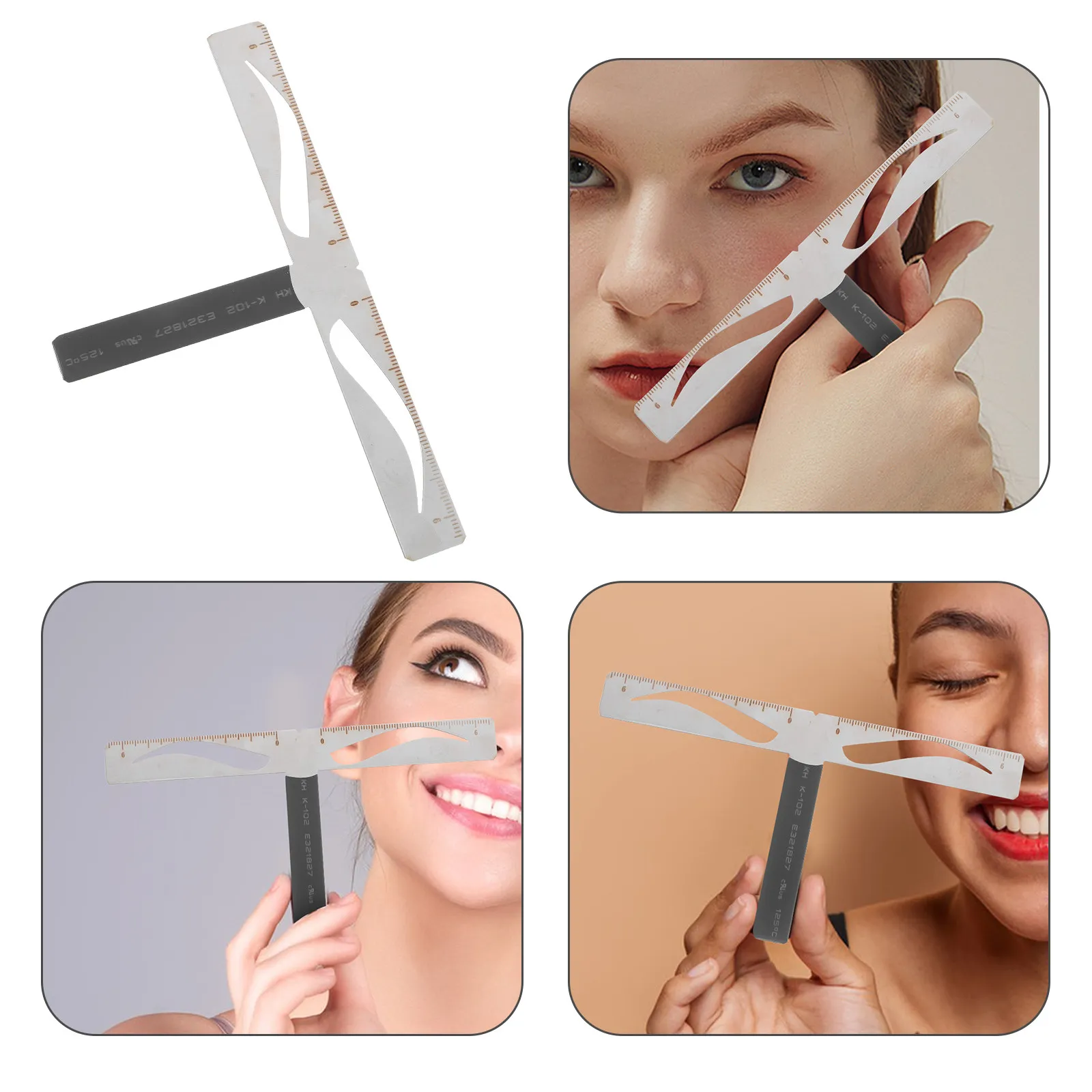 Professional Eyebrow Stencil Ruler Three-Point Balance Positioning Tool for Quick Easy Eyebrow Drawing Measuring and Shaping At