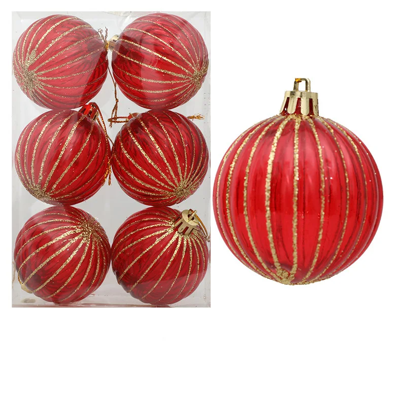 6pcs Christmas Ball Decoration 6cm Silver Gold Red Baubles Christmas Tree Hanging Ornaments for 2025 Navidad Noel Xmas Party