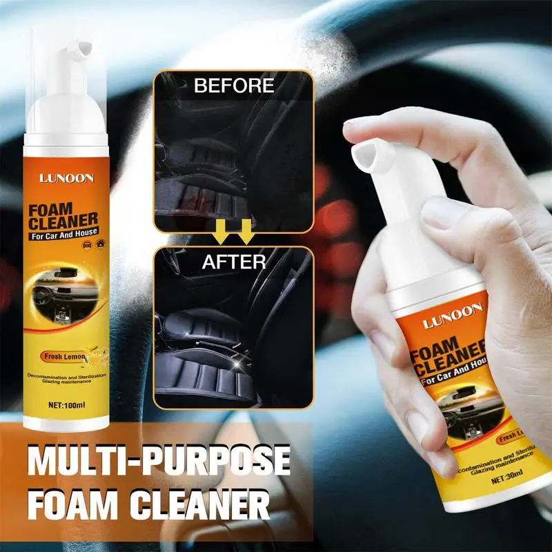 100ml Car Leather Cleaner Fade Resistant Foam Detergent Spray UV Protection Auto Dashboard Vinyl Console Leather Cleaning Foam