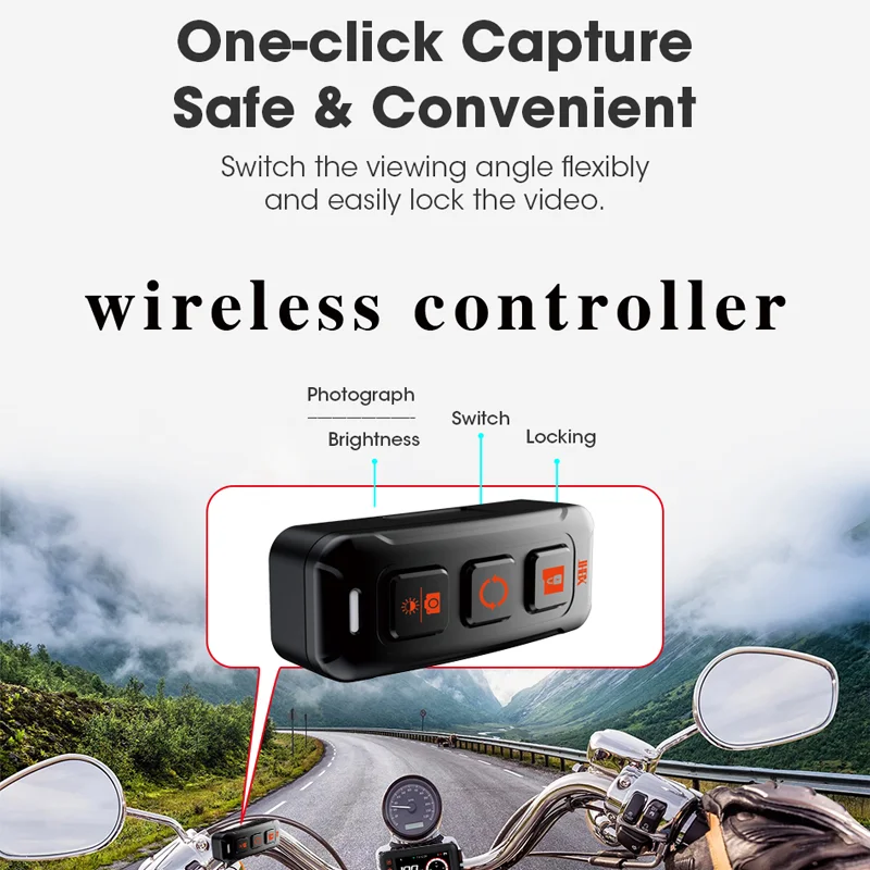 Waterproof Motorcycle Video Recorder Tire Pressure Detection Recorder GPS Rear View Driving Monitoring Night Vision Dual 1080P