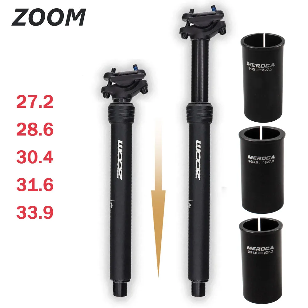 ZOOM Bicycle Dropper Remote Control Telescopic Seatpost 27.2/30.9/31.6mm MTB/Gravel Bike Suspension Seat Post Internal Wiring